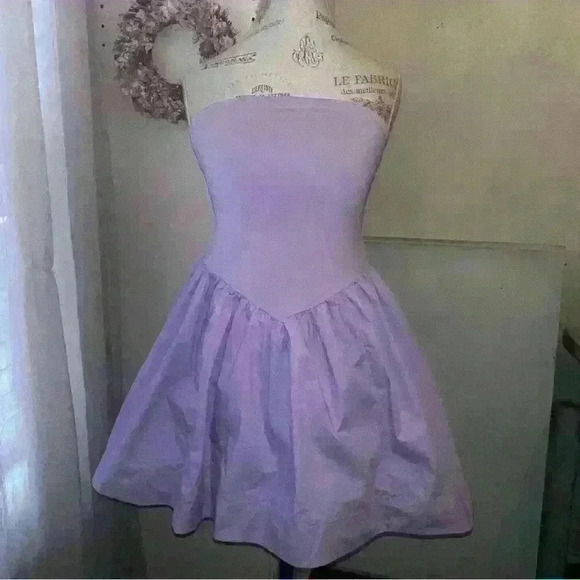 Strapless Mini drop waist Dress size large lilac - Picture 5 of 7